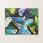 Pet Budgerigars in Ferns Puzzle Legpuzzel (Horizontaal)