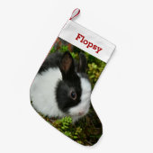 Pet Bunny Lover Konijn Foto en Naam Gepersonalisee Kleine Kerstsok (Voorkant (Hangend))