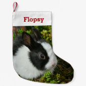 Pet Bunny Lover Konijn Foto en Naam Gepersonalisee Kleine Kerstsok (Voorkant)