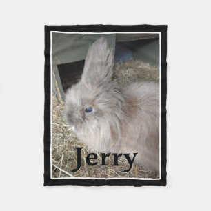Pet Bunny Memorial Single Photo and Name Fleece Deken