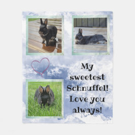 Pet bunny photo collage - clouds fleece deken