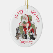 Pet Bunny Rabbit kerstfoto Santa Cute Custom Keramisch Ornament (Rechts)