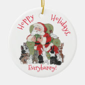 Pet Bunny Rabbit kerstfoto Santa Cute Custom Keramisch Ornament (Voorkant)