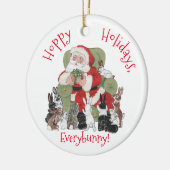 Pet Bunny Rabbit kerstfoto Santa Cute Custom Keramisch Ornament (Links)