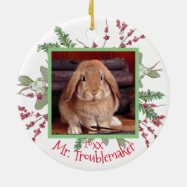 Pet Bunny Rabbit kerstfoto Santa Cute Custom Keramisch Ornament