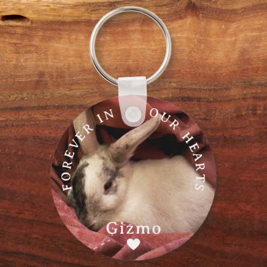 Pet Bunny Rabbit Memorial Two Foto | Naam | Data Sleutelhanger (Voorkant)