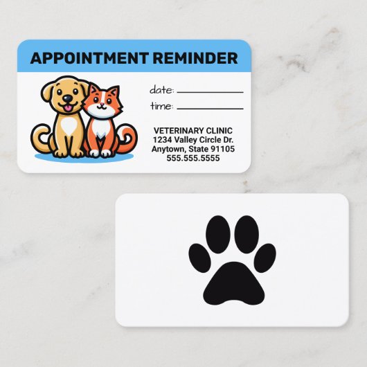 Pet Business Appointment Card Afsprakenkaartje (Voorkant / Achterkant)