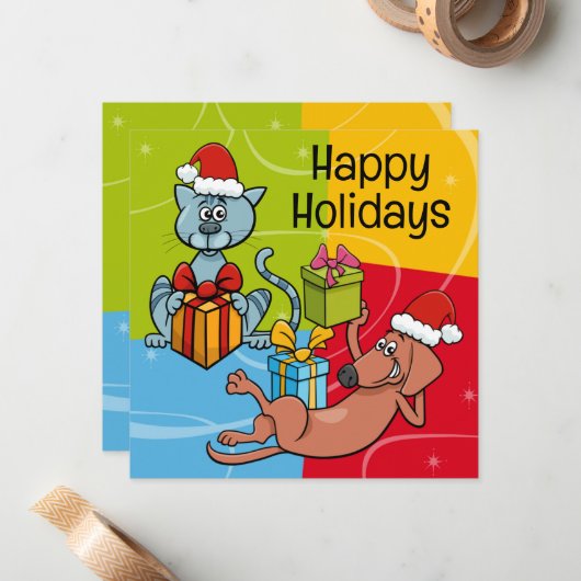 Pet Business Christmas Dog Cat  Notitiekaartje (Voorkant / Achterkant in situ)