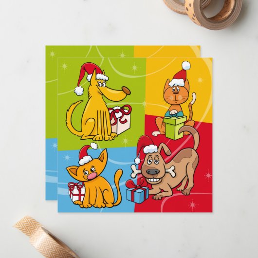 Pet Business Christmas Dog Cat  Notitiekaartje (Voorkant / Achterkant in situ)