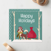 Pet Business Christmas Dog Notitiekaartje (Voorkant / Achterkant in situ)
