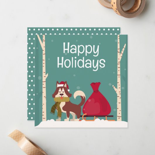 Pet Business Christmas Dog Notitiekaartje (Voorkant / Achterkant in situ)