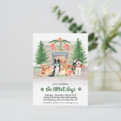 Pet Business Hondenliefhebber Cute Dogs Kerstfeest Uitnodiging Briefkaart (Staand voorkant)