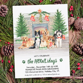 Pet Business Hondenliefhebber Cute Dogs Kerstfeest Uitnodiging Briefkaart