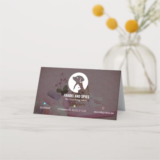 Pet Care Appointment Card with Logo & Cute Animal  Afsprakenkaart (Achterkant)
