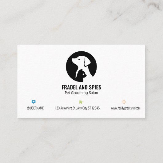Pet Care Appointment Card with Logo & Cute Animal  Afsprakenkaartje (Achterkant)