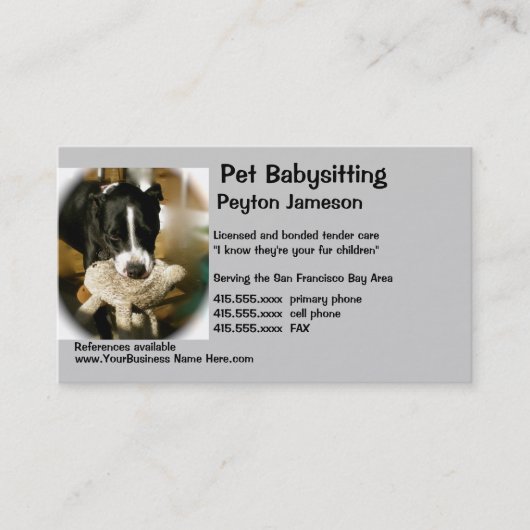 Pet Care Babyzittend Visitekaartje (Voorkant)