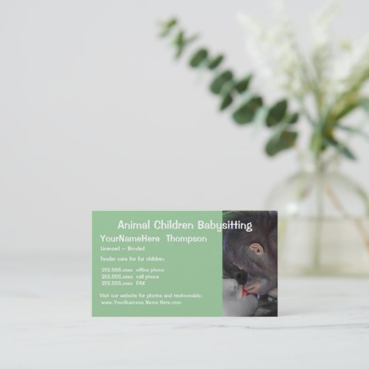 Pet Care Babyzittend Visitekaartje (Staand voorkant)