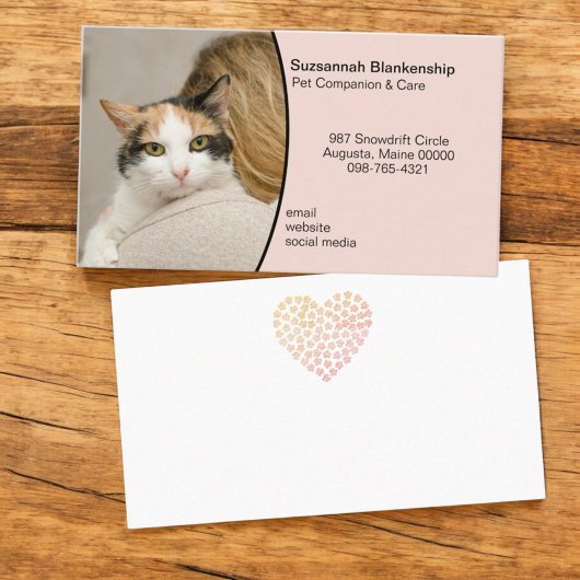 Pet Care Custom Foto Pastel Perzik Achtergrond Visitekaartje