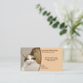 Pet Care Custom Foto Pastel Sinaasappel Achtergron Visitekaartje (Staand voorkant)