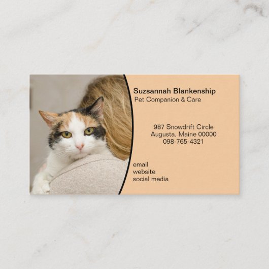 Pet Care Custom Foto Pastel Sinaasappel Achtergron Visitekaartje (Voorkant)