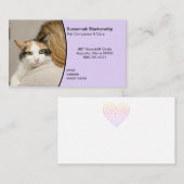 Pet Care Custom Photo Pastel Paarse Visitekaartje (Voorkant / Achterkant)