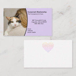 Pet Care Custom Photo Pastel Paarse Visitekaartje