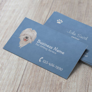 Pet Care Cute Dog Plain Blue Visitekaartje