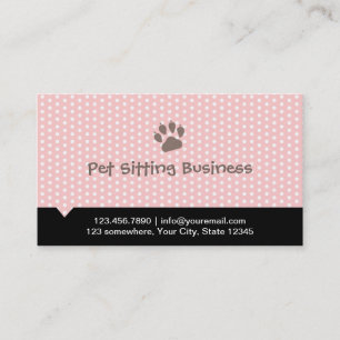 Pet Care Cute Paw Pink Pet Sitter Visitekaartje