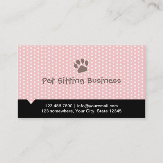 Pet Care Cute Paw Pink Pet Sitter Visitekaartje (Voorkant)