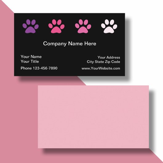 Pet Care Designer Paw Prints Visitekaartje