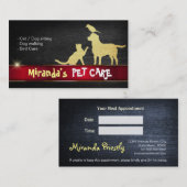 Pet Care Dog Cat Bird Silhouettes Red & Gold Metal Afsprakenkaartje (Voorkant / Achterkant)