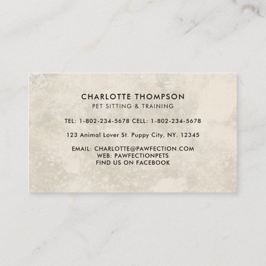 Pet Care Dog Cat Horse Animals Boho Waterverf Visitekaartje (Achterkant)