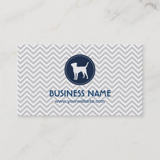 Pet Care Dog Monogram Gray Chevron Stripes Visitekaartje (Voorkant)