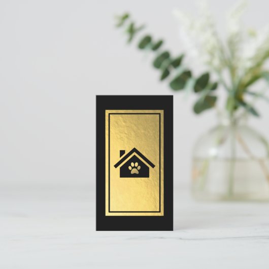 Pet Care Faux Gold Foil Visitekaartje (Staand voorkant)