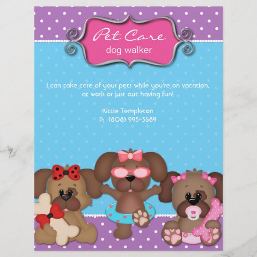 Pet Care Flyer Veterinarian Dog Walker (Voorkant)