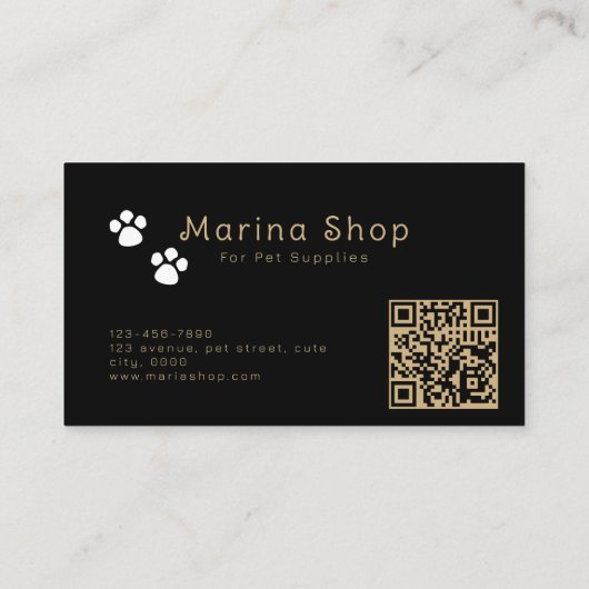 Pet Care Food Supplies Shop QR CODE Visitekaartje (Achterkant)