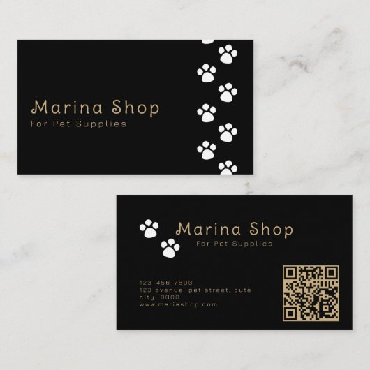 Pet Care Food Supplies Shop QR CODE Visitekaartje (Voorkant / Achterkant)