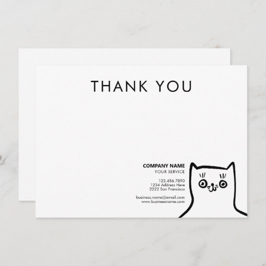 Pet Care Fun Cat Bedankt voor uw bedrijf Notitiekaartje (Voorkant / Achterkant)