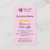 Pet Care Google Review Request Kaart met QR-code Visitekaartje (Achterkant)