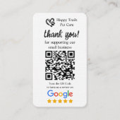 Pet Care Google Review Request Kaart met QR-code Visitekaartje (Voorkant)