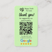 Pet Care Google Review Request Kaart met QR-code Visitekaartje (Voorkant)