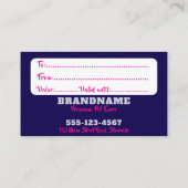 Pet Care Grooming Gift Certificate Visitekaartje (Achterkant)