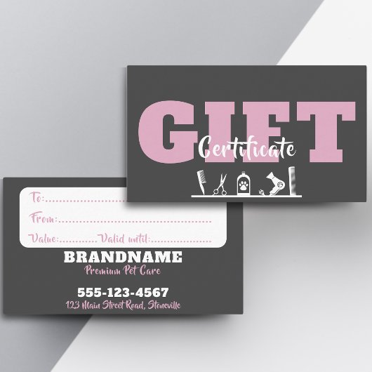 Pet Care Grooming Gift Certificate Visitekaartje