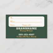Pet Care Grooming Gift Certificate Visitekaartje (Achterkant)