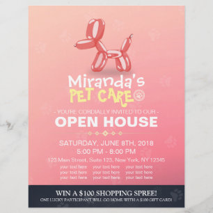 Pet Care Grooming Shop Open House Cute Dog ballon Flyer