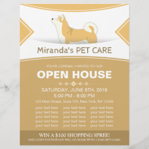 Pet Care Grooming Shop Pet Beauty Salon Open House Flyer