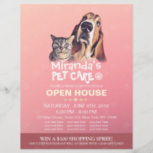 Pet Care Grooming Shop Pet Beauty Salon Open House Flyer