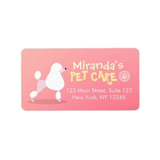 Pet Care Grooming Sitting Schattig Cartoon Dog Etiket (Voorkant)