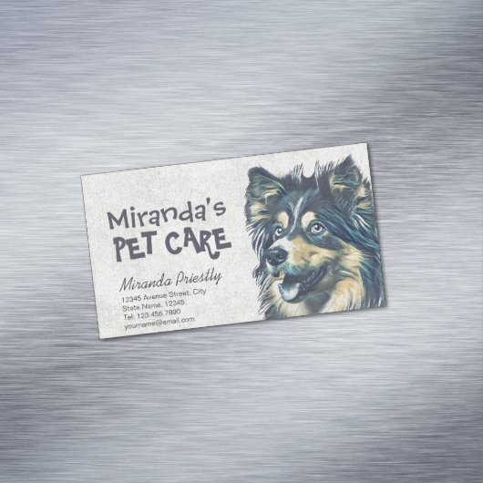 Pet Care Grooming Sitting Schattig Cartoon Dog Magnetisch Visitekaartje (Voorbeeld)