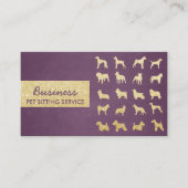 Pet Care Moderne Paarse en goudhonden Silhouettes Visitekaartje (Voorkant)